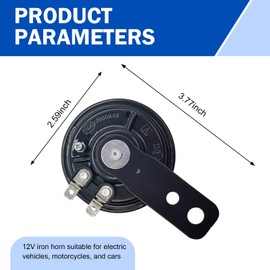 JawGrew Motorcycle Horn, 12V Safety Warning Speaker Modified Horn, Compact Round Horn Accessory for Motorcycles and Scooters (Black)