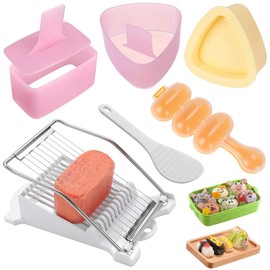 Zuaklpton 6 Pcs/Set Spam Musubi Maker Press (Non Stick) with Luncheon Meat Slicer Kit, Sushi Shake Rice Ball Mold, Onigiri Mold, Sushi Making Tool, Egg Slicer, Hot Dog Cutter for Kitchen