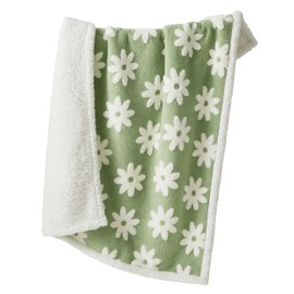 LE SURE Waterproof Dog Blanket for Medium Dogs - Washable Double Sided Dog Blankets with Warm Jacquard Shag and Soft Sherpa Fleece, Pet Cat Blanket for Couch Protection, 3D Textured Cloud, Green