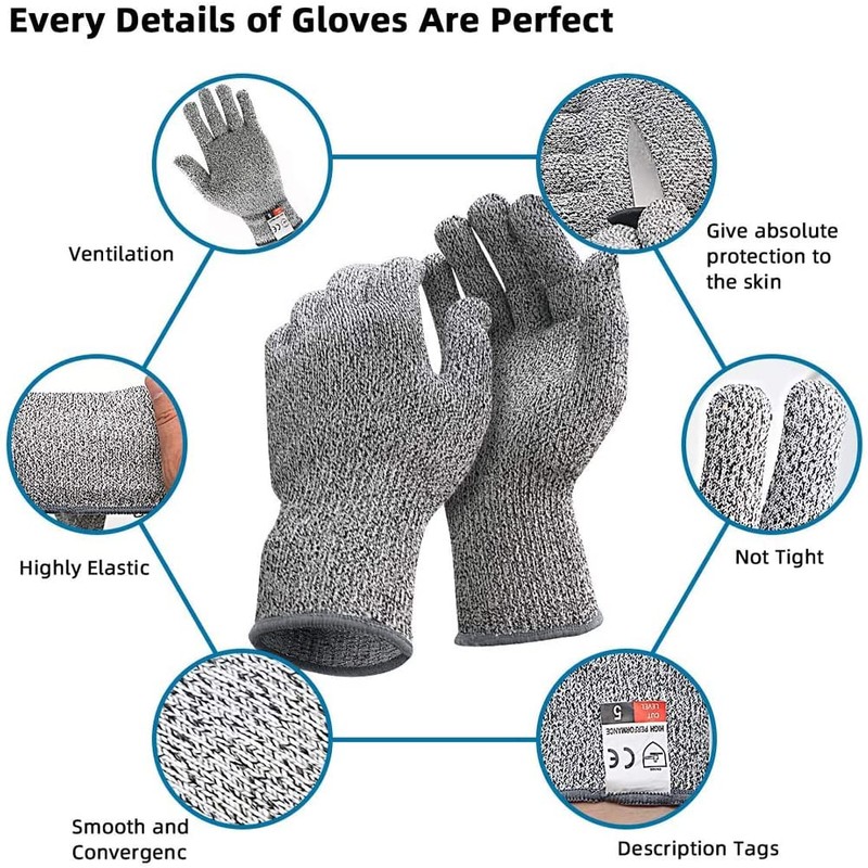 Cut Resistant Gloves - Grade 5 Food Grade HPPE Material,
