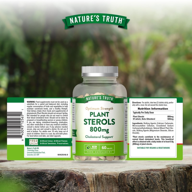Nature's Truth Plant Sterols 800mg - 60 Vegan Tablets -