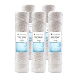 Standard Water Filter 10" 50 Micron 10" x 2.5" High Dirt Holding Capacity Fits 10" Standard Housing (Pack of 5)