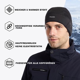PLAUSO Cycling Hat, Winter, Men, Women, Windproof Bicycle Helmet Hat for Children, Winter Hat, for Skiing, Cycling, Motorcycling, Skiing, Running, Hiking, Jogging, black
