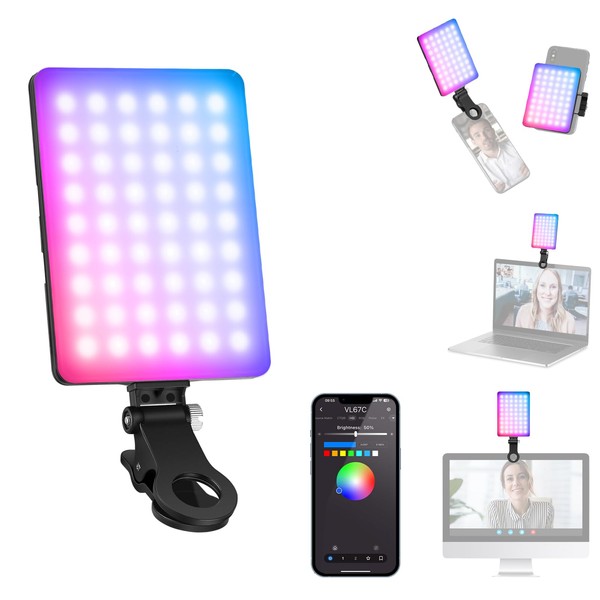 NEEWER VL67C RGB Video Light Selfie Light with App Control,