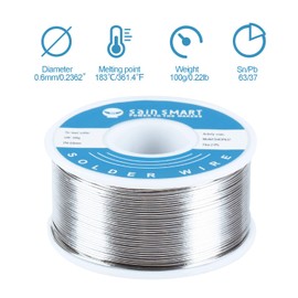 SainSmart 0.8mm Solder Wire 63/37 Tin/Lead Sn63Pb37 with Flux Rosin Core for Electrical Soldering (100g /0.22lbs)