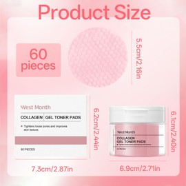 Collagen Toner Pads, Collagen Gel Toner Pads, Exfoliating Pads, Pore Refining Toner Pad, Gentle Exfoliation, Frees Pores, Toner Pad, Mild, Cleansing, for All Skin Types
