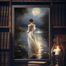 Victorian Woman Painting Dark Academia Wall Art Canvas for Living Room Vintage Gothic Paintings Back Woman Wall Art Vintage French Prints Gothic Artwork French Woman Painting 16x24inch Canvas No Frame