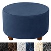 HFCNMY Ottoman Cover - Velvet Round Ottoman Slipcover, Thick, Washable,