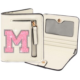 OYLOLA Birthday Gifts for Teen Girl Kids Wallet Girl Wallets Small Initial Rfid Wallet Teen Girls Gift Preppy Stuff for Girls, Beige, M