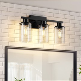 RyaHQ Black Bathroom Vanity Light Fixtures Over Mirror 3-Light Wall Sconce Lamp Lighting Fixtures