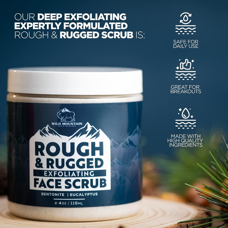Exfoliante facial Wild Mountain para hombres con microdermoabrasión y control