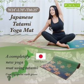 FULI Japanese Tatami Yoga Mat, Igusa Mat, Non Slip Exercise & Fitness Mats, Pilates & Floor Workouts, Made in Japan (1/4" Thick), Sakura Fuji
