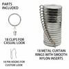 18 Pack Heavy Duty Polished Nickel Curtain Rings with Quieter