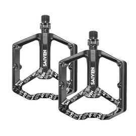 KINGTLE Pedales de Bicicleta MTB Pedales Universales de Aleación de Aluminio,Pedal para Bicicleta De Montañera Y Carretera Apto para 9/16 Pulgadas 1 Par Black