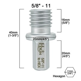 HXIN Professional Adapter for Diamond core Drills with 5/8"-11 Female Thread Adaptor from 5/8-11" Male Thread to Hexagonal Shank Stable Connection to Pistol Bench Drill (1, 5/8"-11 to HEX)