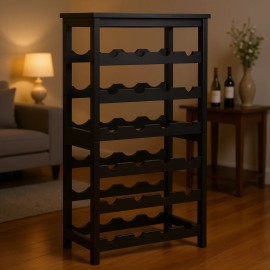 Black Wood Wine Rack 6 Tier 24 Bottle Detachable Free Standing Floor Display for Kitchen Dining Living RoomCapacity: 24 Bottles, Number of Layers: 6 Layers