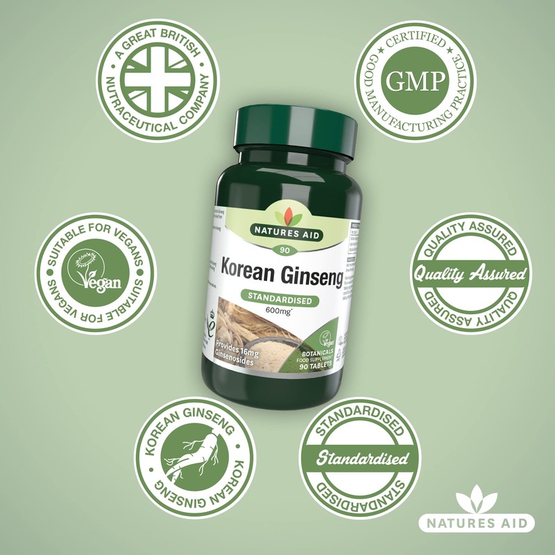 Natures Aid Korean Ginseng 40mg - Pack of 90 Tablets