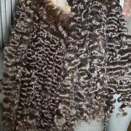 High Quality Hot Selling 100% Vietnamese Raw Hair Natural Wavy Human Hair Extensions Hair Vendorsstyle: wave curl, color: Black, Stretched Length: 18 in