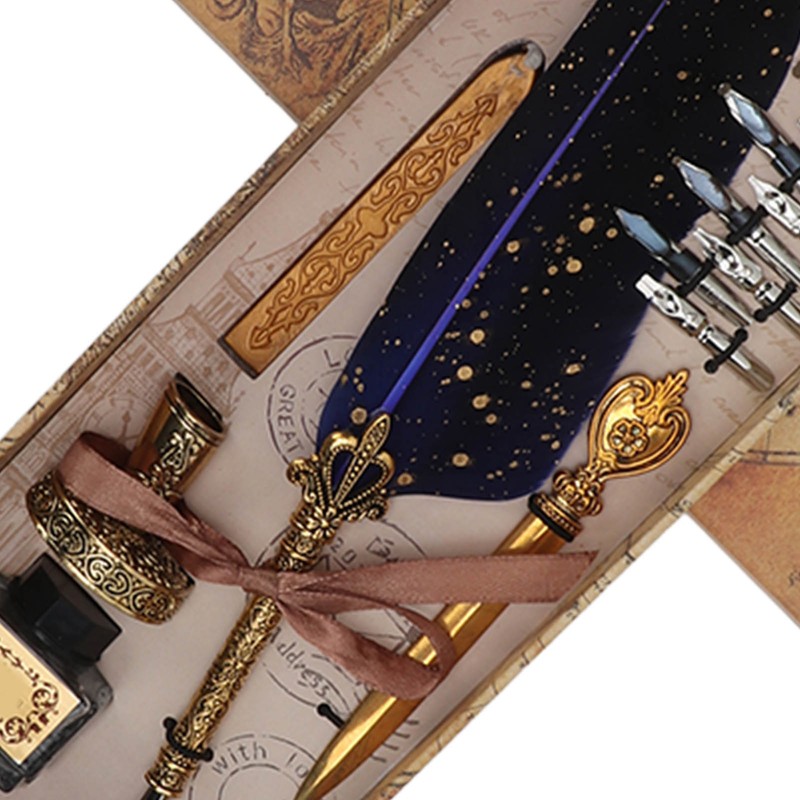 Quill Pen Set Exquisite Retro Smoothing Writing Feather Pen Caligraphy
