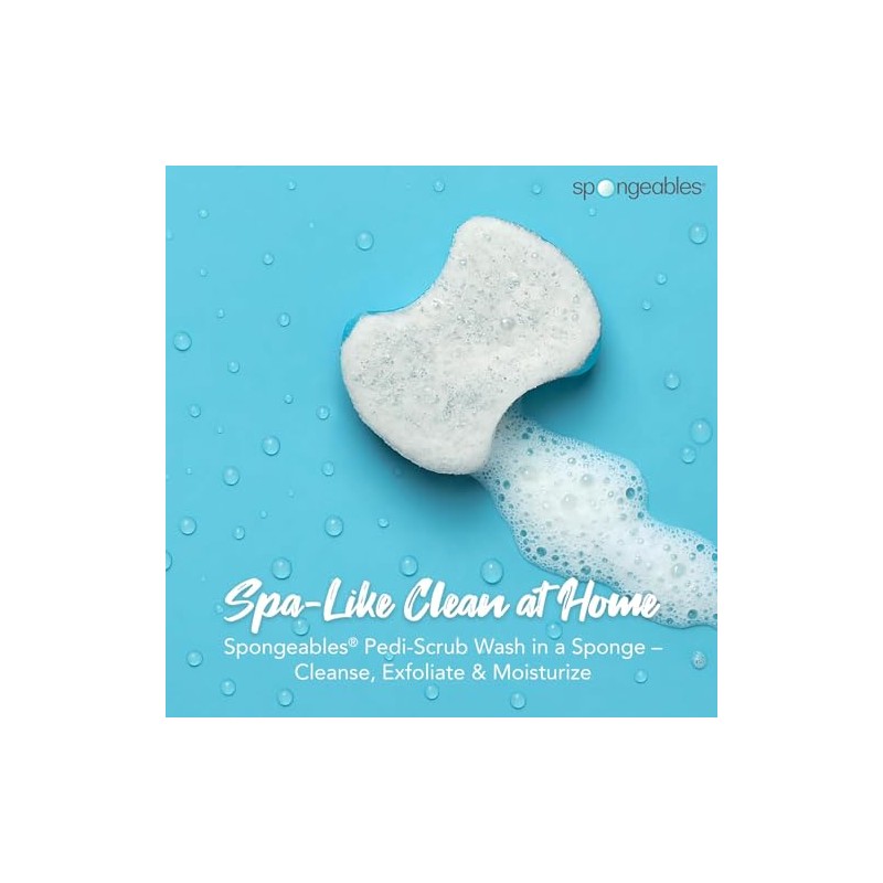 Spongeables Pedi-Scrub Foot Buffer, Clean & Fresh Scent, Contains Shea
