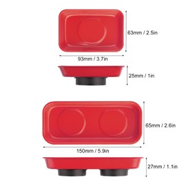 14 PCS Magnetic Trays, Include 7 PCS 5.9 X 2.6 Inch & 7 PCS 3.7 X 2.5 Inch, Rectangle Magnet Tool Tray, Magnetic Parts Tray, Red, by GENHAKON