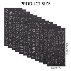 NICENEEDED 12 Sheets Airbrush Nail Stencils Stickers for Nail Art, Flowers Butterfly Star Flame Nail Stickers, French Design Hollow Nail Guides Decals Supplies for Women