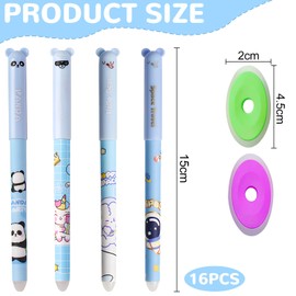 JTgugu Pack of 16 Erasable Pens Cartoon Gel Pens Erasable Gel Pens Kawaii Erasable Pen Ballpoint Pen with Eraser Pens for Students School Office School Supplies - 4 Styles