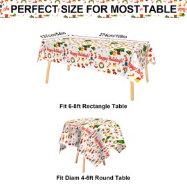 Xinvery Christmas Party Tablecloth,Xmas Tree Table Cover Plastic Rectangular Tablecloth Winter Holiday New Year Xmas Christmas Party Decoration 137 x 274cm