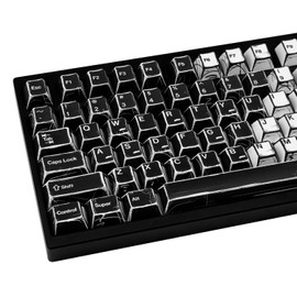 GEKUCAP PBT Keycaps, Black and White Japanese Manga Keycaps Set, 135 Keys Cherry Profile Dye Sub Custom Keycap Minimalis Keyboard Key caps for 60%, 65%, 75%, 100% Cherry MX Mechanical Keyboard