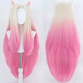 Lucky Day Peluca Cabello Rubio Con Rosa Ahri League Of Legends