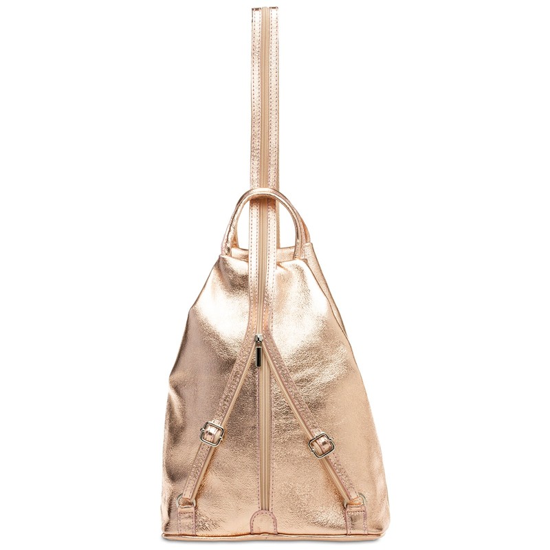 Caspar TL782 2 in 1 Leather Backpack Handbag, Rose Gold
