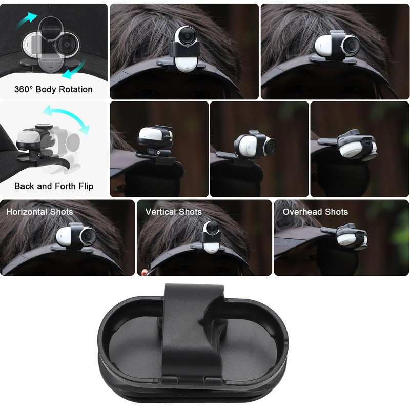 YUEHISY Hat Clip de Sombrero de Cámara de Acción Rotativa