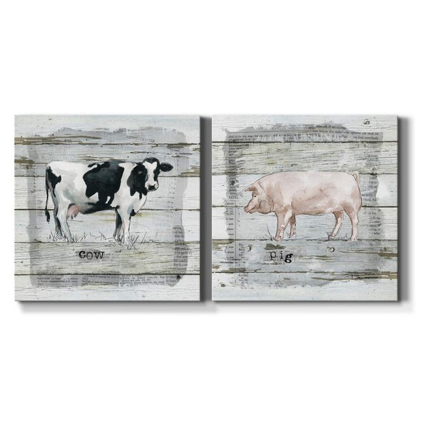 Renditions Gallery Farmhouse Collage Cow and Pig Wall Art, Premium