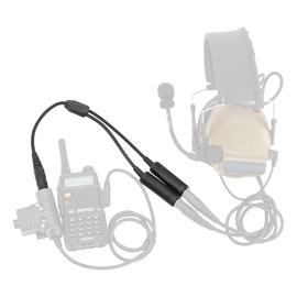 HEARFALCOM Tactical Dual Pass to Single Pass Cable Headset Adapter Compatible with Comtac SORDIN Tactical Headset for Hunting Shooting (BK)