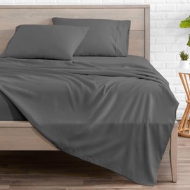 Bare Home King Sheet Set - 1800 Ultra-Soft Microfiber King Bed Sheets - Double Brushed - King Sheets Set - Deep Pocket - Bedding Sheets & Pillowcases (King, Grey)