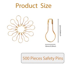 Erewa 500Pcs Gold Bulb Pins 0.8" Gourd Safety Pin Metal Calabash Pins Clothing Tag Pins for Craft Project, Home Accessories