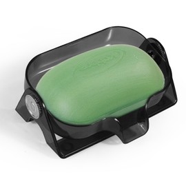 LELE LIFE Self Draining Soap Dish for Shower, Rotating Bar Soap Holder Soap Saver Tray with Drainage for Bathroom, Kitchen Sink, Bathtub, Keep Soap Dry (Clear Grey)