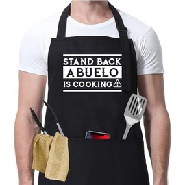 FundingCharlee Stand Back Abuelo is Cooking Apron - Funny BBQ Grill Wear for Men - Gift Idea Birthday BBQ Grilling Bib Aprons for Abuelo - Grilling Apron