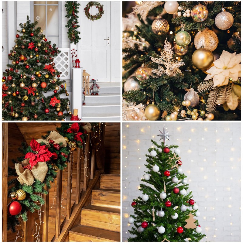 sourcing map 24 Pieces 1.5 Inch Christmas Baubles Set, Shatterproof