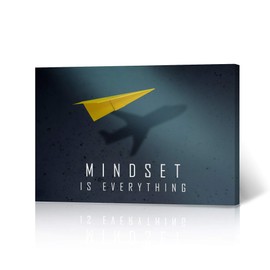 HB Art Design Mindset is Everything Quote Lettering Paper Plane and Airplane Canvas Print Motivational Wall Art Success Entrepreneur Quote Office Decor Inspirational Artwork Gift 30x40