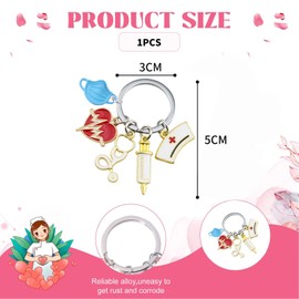 WOOXDYUK® Nurse Keychain Novelty Stethoscope Syringe Love Heart Metal Keyring Hanging Pendant for Doctor Nurse Gifts Blue