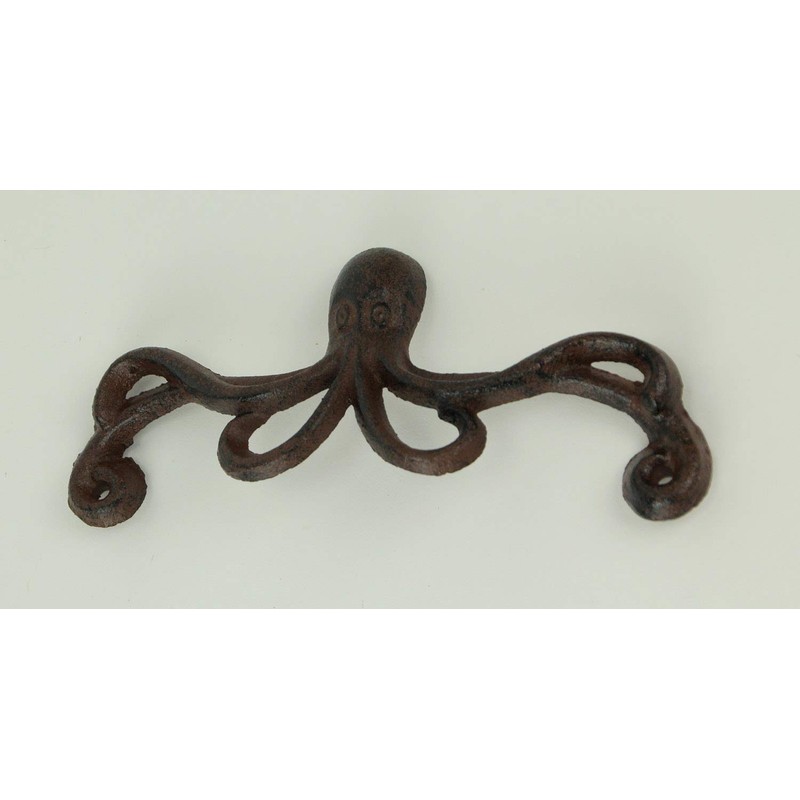 Brown Cast Iron Octopus Drawer or Cabinet Door Pulls Set