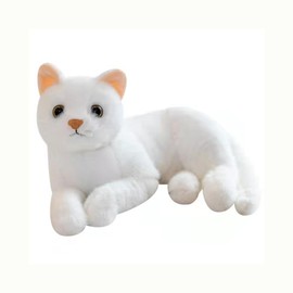 Semazz Plush Cat Stuffed Animal,Realistic Cat Toy Stuffed Toy Cute Doll Model Lifelike Cats Doll Kitten Farm Animals Toys Birthday Gifts for Kids Boys Girls Home Decoration White