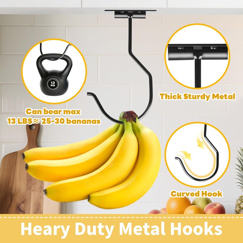 CINKSY Self Adhesive Banana Hook Hanger Foldable Under Cabinet Banana