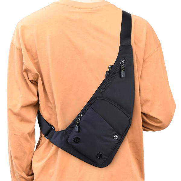 Peicees Small Sling Bag For Men Women Waterproof Crossbody Bag Man Purse Slim Chest Backpack Shoulder Bag For Travel Hiking
