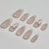 BRDXOOL Women's Nails Bow Nails Almond Nails Bright Colour Nail