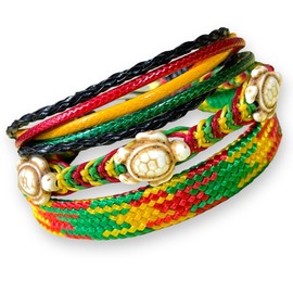 LAVIP Leather Rasta Plaided Hippie Braid Bracelet Cord Hemp Handmade Reggae Jamaican Hawaiien Style for men women