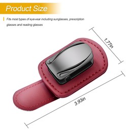 Zpana Sunglasses Holders for Car Visor, Leather Metal One Handed Operation Vehicle Eyeglass Hanger Mount Clip, Automotive Interior Glasses Organizer, Universal for SUV RV Truck (Wine Red)