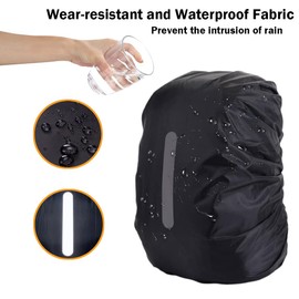 Bedama Waterproof Backpack Covers, Reflective Rucksack Rain Cover for Outdoor, Hiking, Camping, Traveling, Cycling, L 50-60 L, Black