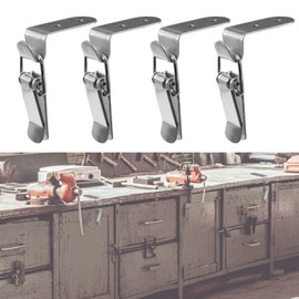 Tension Lock Box Closure, 90 Degree Coupling Bow Hook Closure, Used for Barrel Buckle Closures, Casing and Cabinet Doors (4 Pieces without Locking Clasp)